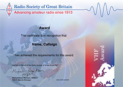 VHF/UHF Activity Award